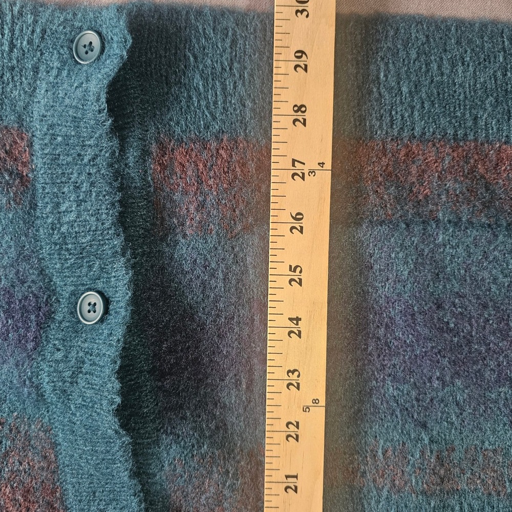 Original Use Mens XXL Teal Purple Striped Fuzzy Knit Button Front Cardigan NWT - Picture 5 of 9
